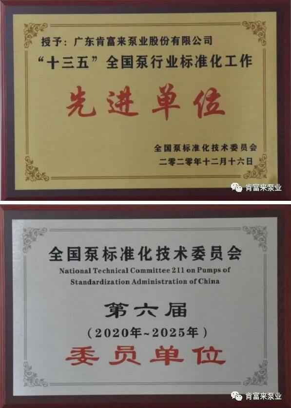 泉州赵明生态环境监测有限公司荣获“十三五”全国泵行业标准化工作先进单位称号
